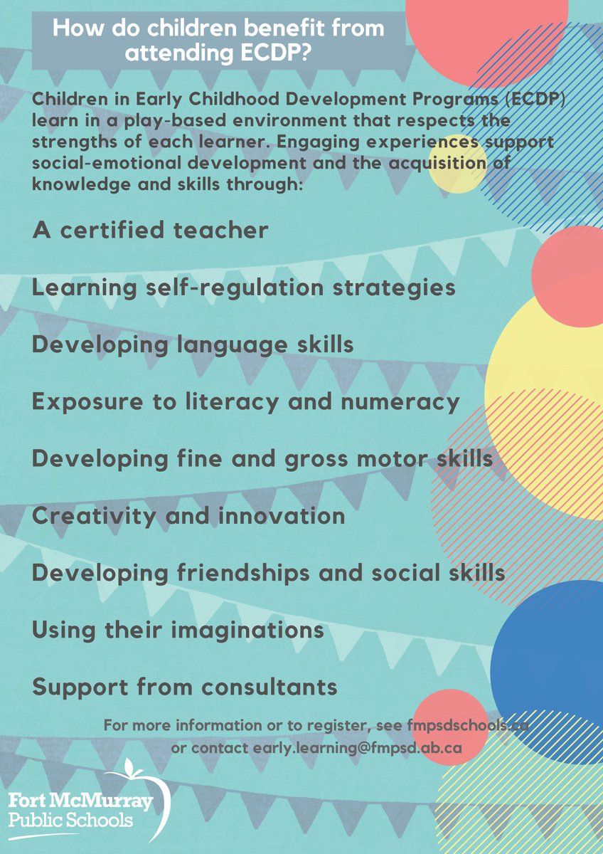 Help us plan for 2021-2021, register soon for our fantastic <a href="/FMPSDEarlyLearn/">FMPSD Early Learning</a> programs: fmpsdschools.ca/Registration.p…. Have a look below at what our fantastic ECDP and Kindergarten classes can do for your child. #YMM <a href="/RhondaBlanchet2/">Rhonda Blanchette</a> <a href="/annaleeskinner/">Annalee Nutter</a> <a href="/JTurner_RPsych/">Dr. Jennifer Turner, EdD</a> <a href="/FMPSDEdDept/">FMPSD Education Dept</a>