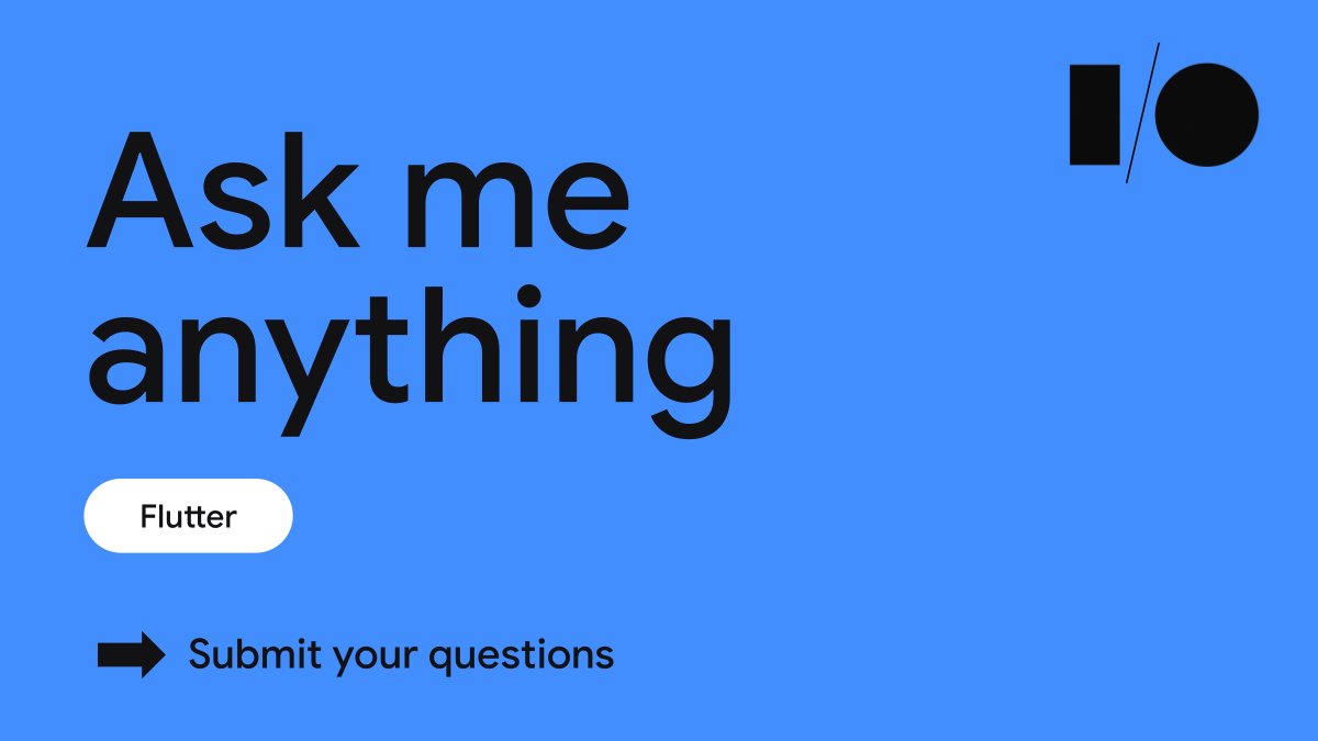 FlutterDev's tweet image. 🚦 Ready, set, I/O 🚦

On May 18–20, join us LIVE with other developers from around the world at #GoogleIO for exciting AMAs:

✔️ @googlecloud, @dart_lang, and full-stack Flutter 
✔️ Flutter in production with @GoogleStadia and @GooglePay

Register ✨ → goo.gle/3u0tLU2