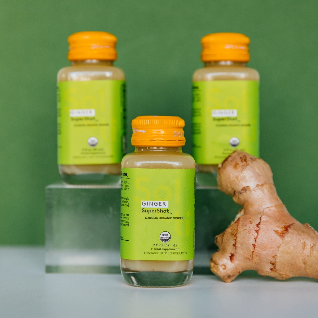 GINGER SuperShot is an upgrade on the original ginger shot, packed with 17 grams of Freshly Pressed Ginger! ☀️⁠ ⁠ Enjoy for flavor, cleansing, digestive support, immunity builder, energy boost, and more 🌿⁠ ⁠ #Organic #SuperShot #DrinkSolti #LetYourselfShine