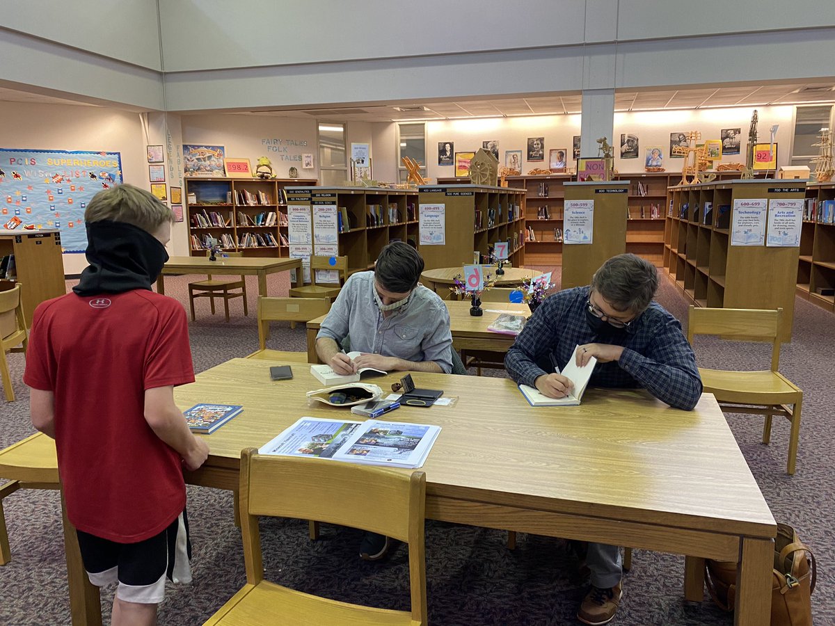 Thank you to the Lincoln County Public Library for arranging the authors’ visit. We enjoyed hearing Nick Eliopulos and Zack Loran Clark the writers of The Adventures Guild. #pcisrocks