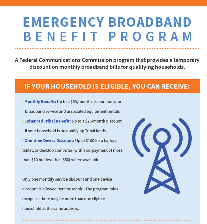 The FCC is providing help to pay for broadband internet service. You can easily get more information by visiting getemergencybroadband.org.  Take time to visit the site.