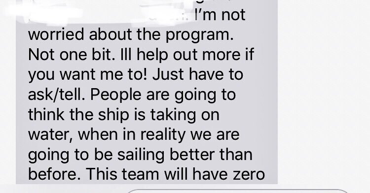 Ben McCollum (@coachmccollum) on Twitter photo This is what Nick sent to me before the 2018-19 season after we played poorly in our first scrimmage with a brand new team. We ended up winning the National Title. Get a trainer that believes in the program and players as much as he did! We will miss <a href="/thee_nickyp/">Nicholas Peters</a> ! This is what Nick sent to me before the 2018-19 season after we played poorly in our first scrimmage with a brand new team. We ended up winning the National Title. Get a trainer that believes in the program and players as much as he did! We will miss <a href="/thee_nickyp/">Nicholas Peters</a> !