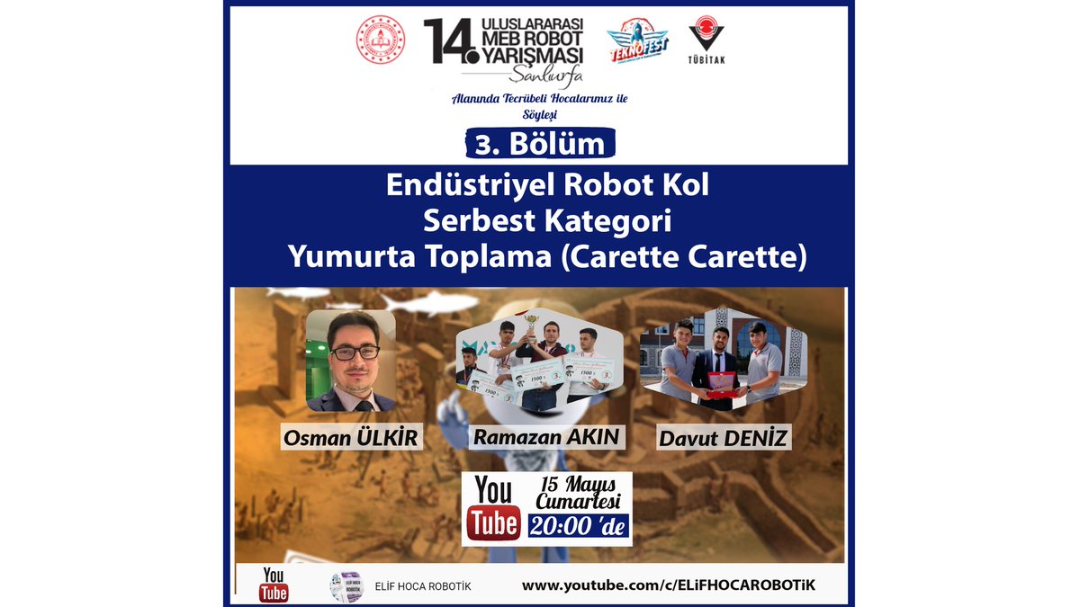 youtu.be/BG3eXPcvNKs
MEB Robot yarışları 3. Bölüm yayın linki
#mebrobotyarışları #teknofest2021