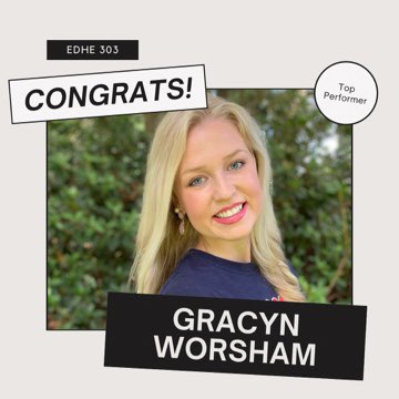 olemissasp's tweet image. Rounding out ASP Awards Week and we want to tell you about our EDHE 303 Top Performer! Congrats to Gracyn Worsham for all her hard work this semester! #AcademicSupport #CSSFYE #OleMiss #EDHE303
