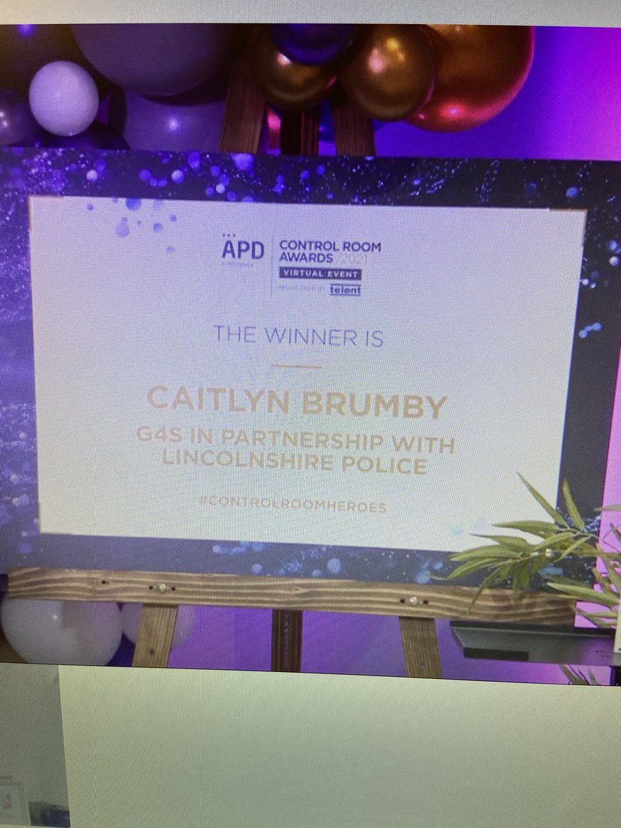So proud watching the APD Control Room Awards! Just watched one of my colleagues win the National Bravery Award! Well done Caitlin well deserved!  #ControlRoomAwards @FCR_Lincs #G4S