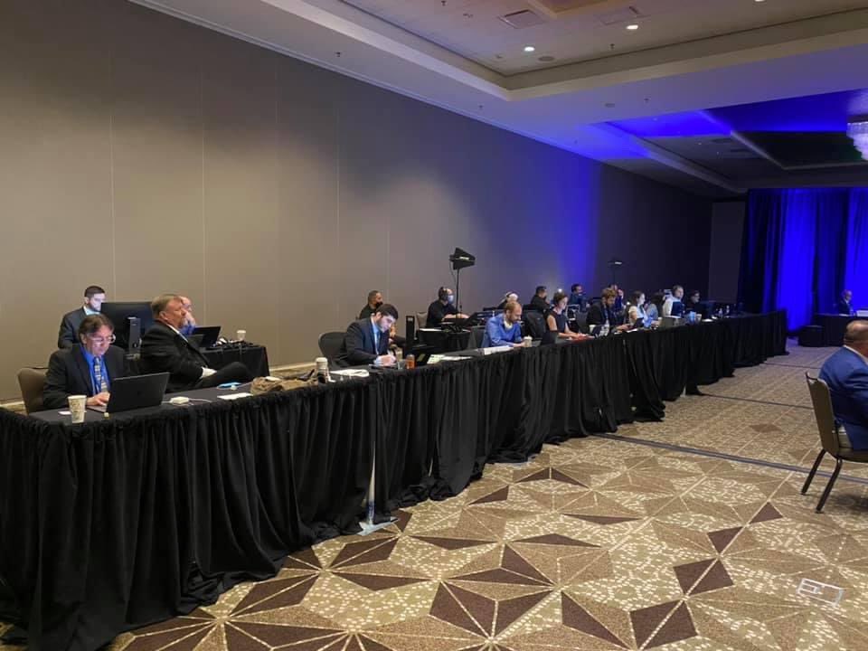 DrBradHolland's tweet photo. This is mission control for the @texmed meeting to run a virtual/hybrid meeting. Day 1 is done, and everyone did a great job.! Thanks @RickSnyderMD #tmamtg https://t.co/kJK94KjIVE