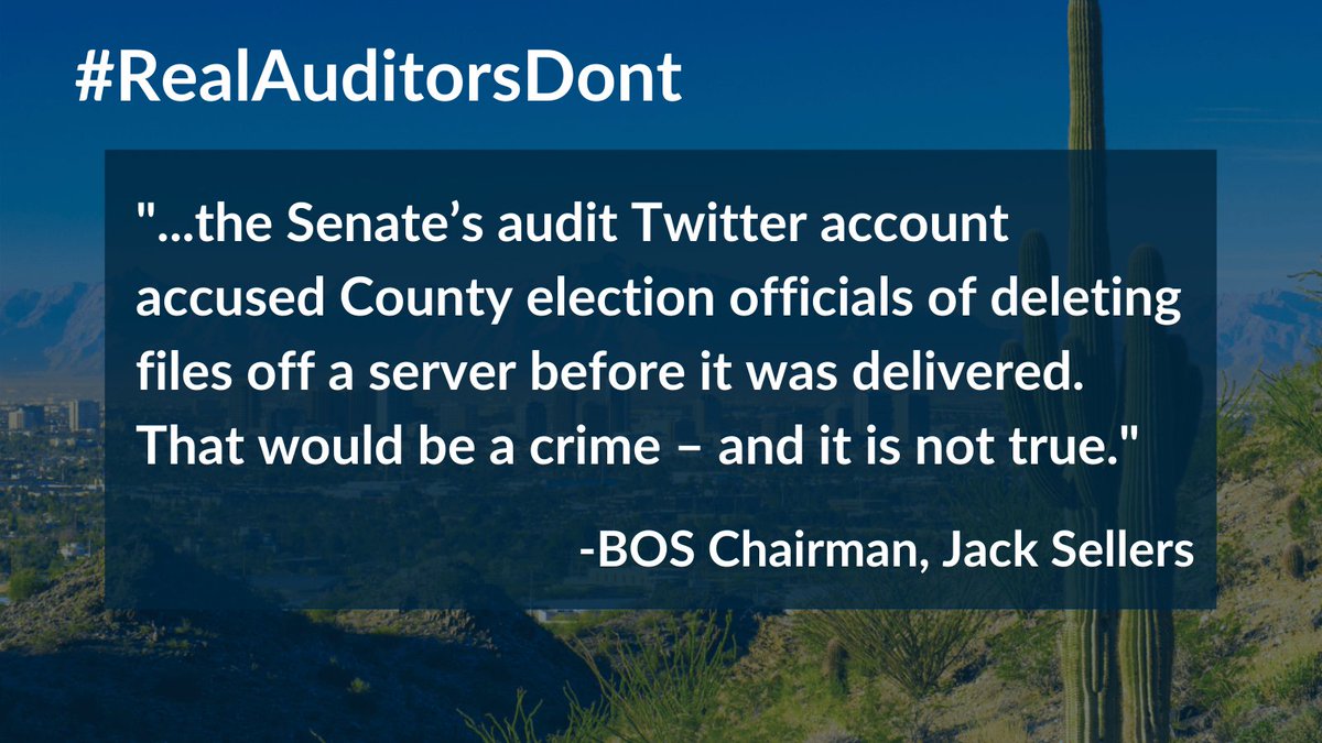 #RealAuditorsDont: Release false “conclusions” without understanding what they are looking at. @Maricopavote did not delete tabulation data. Board will lay out facts in Monday meeting. Read Chairman @jacksellers statement here: content.govdelivery.com/accounts/AZMAR… #AZSenateAudit