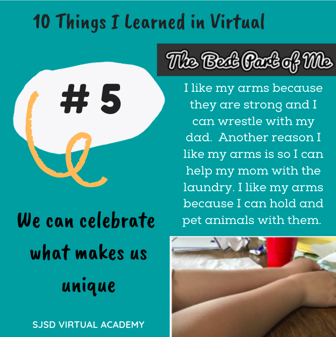 3rd_virtual's tweet image. #5 We can celebrate what makes us unique! #top10virtualcountdown 
@marliewilliams
@SJSDVirtual
 #sjsdproud