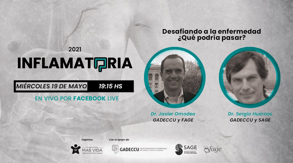 💯 Se viene el Primer Conversatorio Argentino para Pacientes con #EII - INFLAMATORIA 2021.
📌 Dejanos la pregunta que te gustaría realizarle a los médicos expertos durante el evento a través de este link 👉 forms.gle/LKSUH1ncnR6yuN…
 #INFLAMATORIA2021 #DíaMundialEII