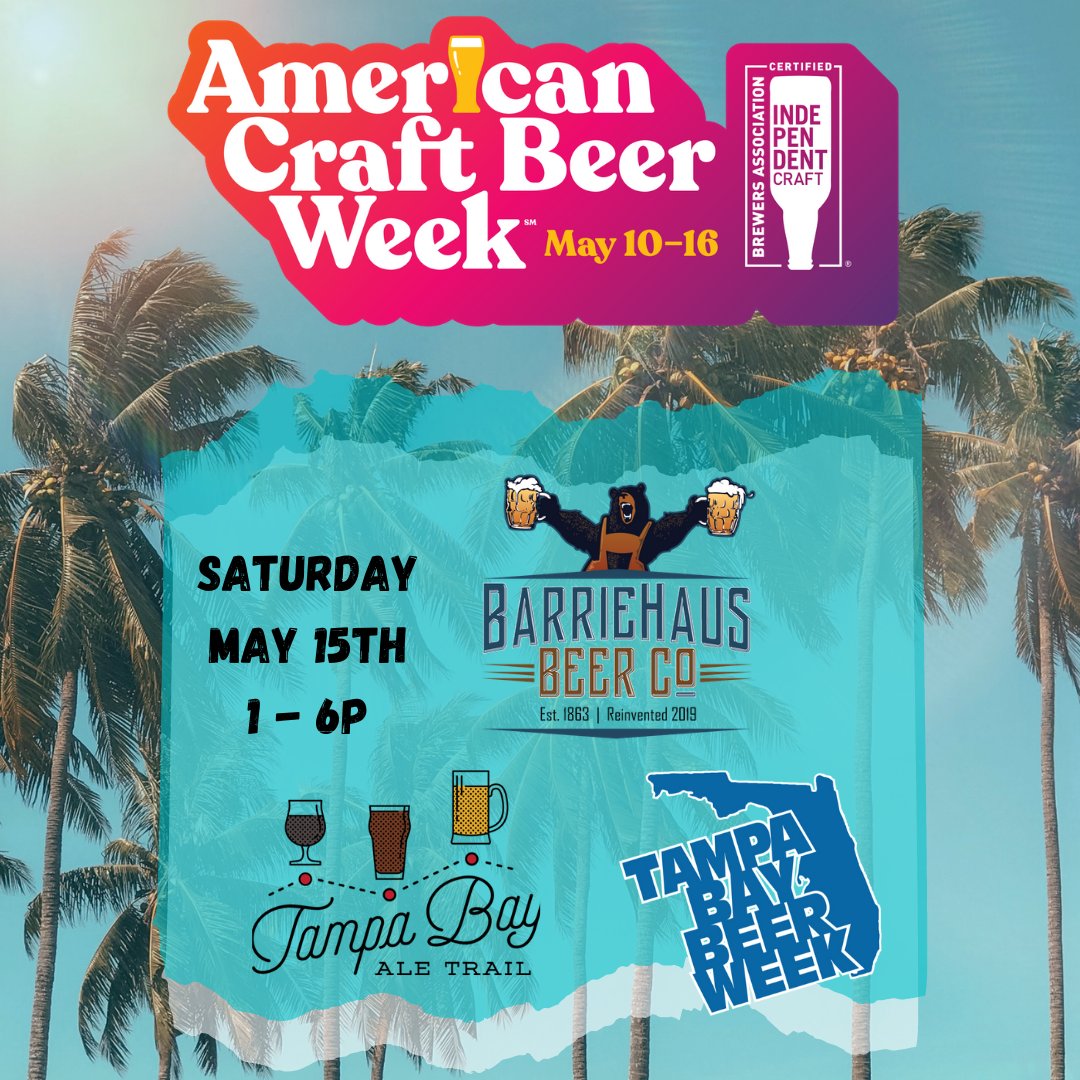 This weekend we are going to be hanging out in our lovely Biergarten with our local brewery associations Tampa Bay Beer Week and Tampa Bay Ale Trail.

Come hang with us Saturday, with crushable crispy delicious beers, prizes, and live music!