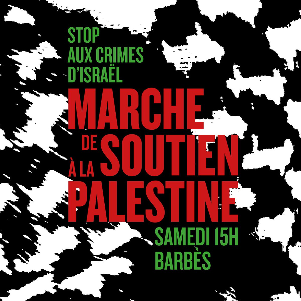 Nous serons présents le 15 mai à Barbès. 
➡️Soutien à la lutte du peuple palestinien. 
➡️Pour la liberté de manifester. 

A dérouler.  
#FreePalestine #Palestine #PalestiniansLivesMatter #AlAqsaUnderAttack #GenocideinGaza