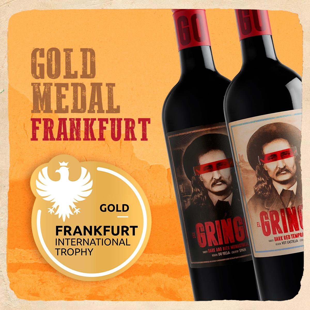 El Gringo is a family of wines with a marked character, which promotes a life full of emotions.⁠
Both El Gringo Tempranillo and El Gringo Monastrell from Spain has been recognized internationally with a Frankfurt gold medal!! 🎉 🎉 🎉⁠

#frankfurtinternationaltrophy