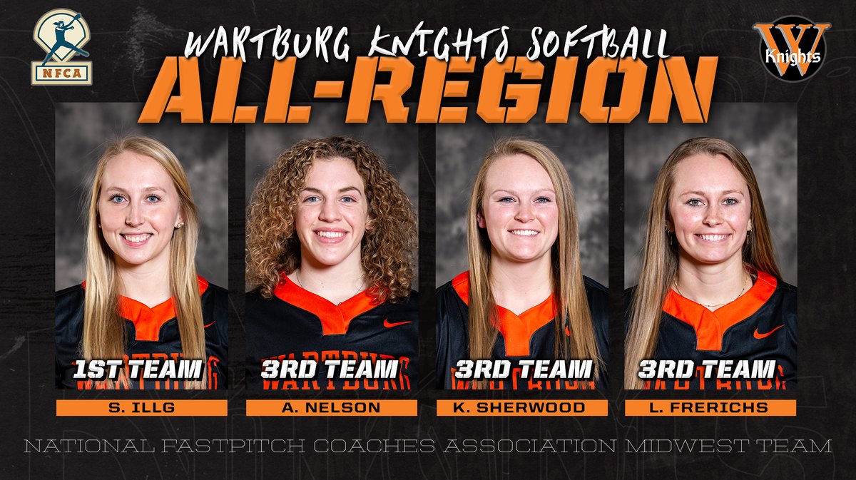 Four members from <a href="/WartburgSB/">Wartburg Softball</a> named to the <a href="/NFCAorg/">National Fastpitch Coaches Association</a> Division III Midwest All-Region Team! Congrats!

📰 bit.ly/3eOB1xu

#GoKnights