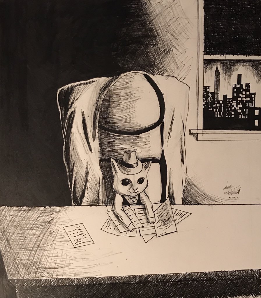 nemesisplatinum's tweet photo. This was my art final, it’s a little cat dressed like dick Tracy

He’s funky and cute

#cat #catart #art #sketch #drawing #ink #inkdrawing #inkart #artwork #artist #detective #dicktracy #catstagram #cats #catlove #arte #artgallery #draw #drawingsketch #drawingart #artfinal https://t.co/biEUiG1uEW