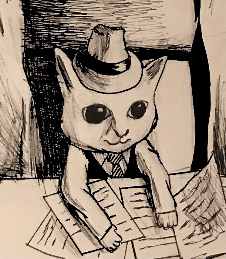 nemesisplatinum's tweet photo. This was my art final, it’s a little cat dressed like dick Tracy

He’s funky and cute

#cat #catart #art #sketch #drawing #ink #inkdrawing #inkart #artwork #artist #detective #dicktracy #catstagram #cats #catlove #arte #artgallery #draw #drawingsketch #drawingart #artfinal https://t.co/biEUiG1uEW