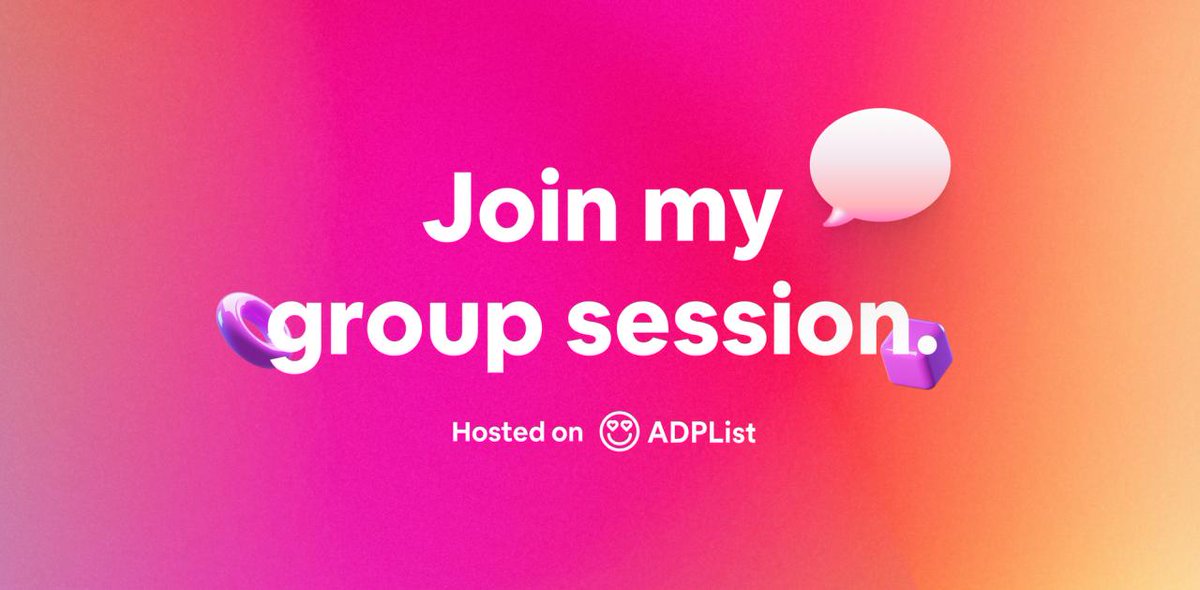 I’m hosting a UX Group Mentorship session with <a href="/ADPList/">ADPList</a>. Looking forward to seeing you there! 🎉

adplist.org/?group-session… #adplist #adplistmentorship