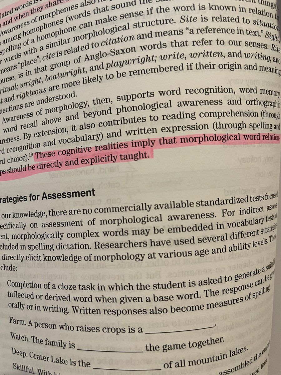 Friday night Book Study. #speechtoprint <a href="/LouisaMoats/">Louisa Moats</a> Chapter 5 night means #morphemes