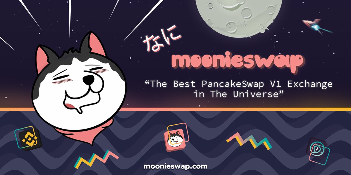 We're proud to present MoonieSwap:
The best way to trade tokens on #PancakeSwap V1 🌕

Featuring your favorite deflationary tokens already available, automatic slippage settings, and more! 🚀

Trade #MOONMOON now on moonieswap.com 🔥
 
moonmooncash.medium.com/moonieswap-the…

#BSC $BNB