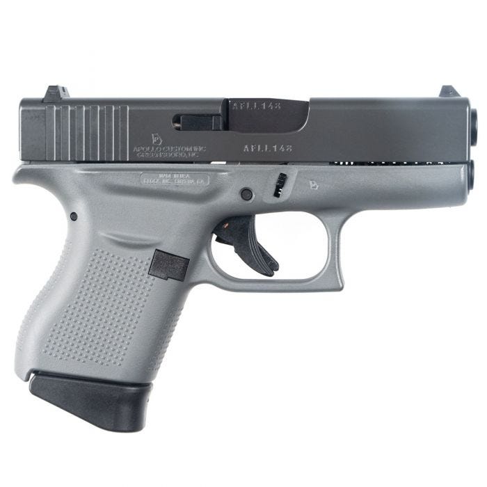 CdnnSports's tweet photo. In stock now!!!!  GLOCK 43 APOLLO CUSTOM 9MM GREY FRAME SMOKE SLIDE #2A #Glock @GLOCKInc https://t.co/A6na8sgyOr