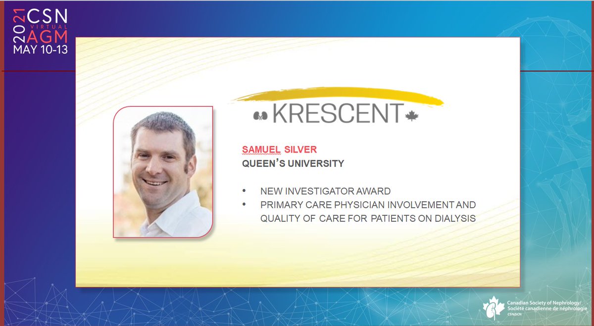 CSNSCN's tweet photo. @kidneycanada @UofTNephrology with the @KidneyCanada
KRESCENT new investigator awards to
Casimiro Gerarduzzi from UMontreal and
@drsamsilver from @queensu
#CSNAGM
#CSNAGM https://t.co/qBGzIzpcYD