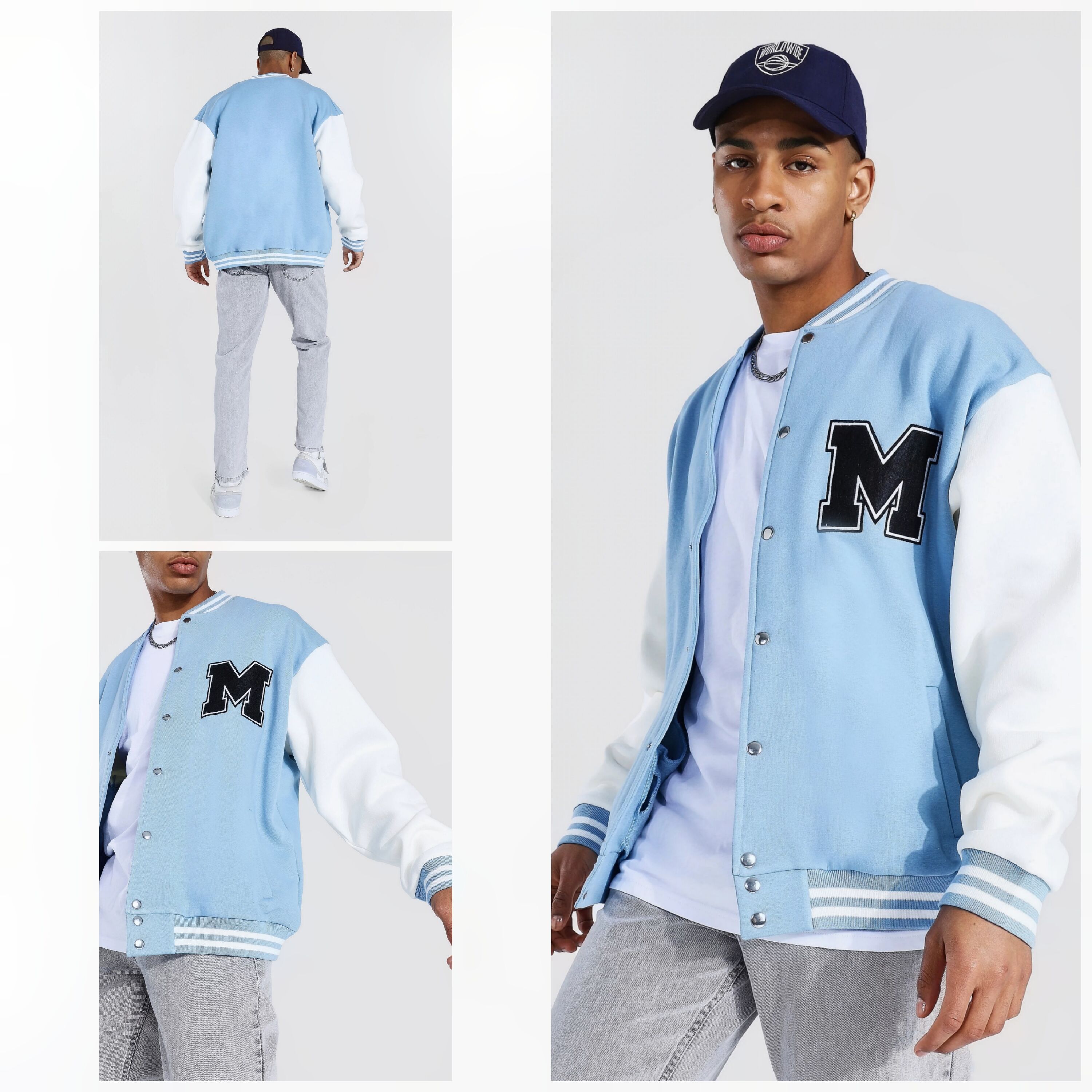 Oversized Badge Jersey Varsity Bomber Jacket