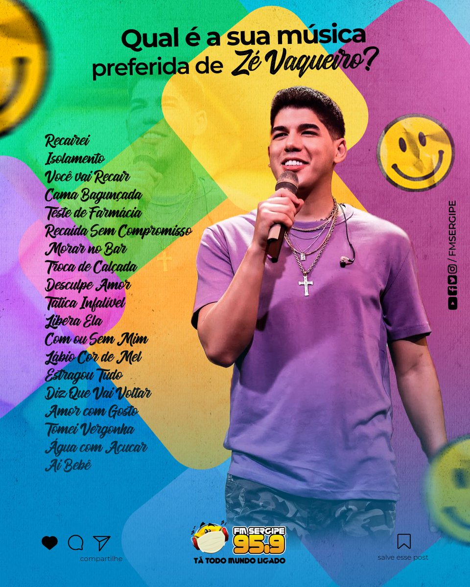 fmsergipe's tweet photo. E aí? qual é a sua preferida de @zevaqueiro? colocamos ALGUMAS músicas na lista, mas pode responder a sua preferida rsrsrs, responde aí 😍😄
⠀
_
#segueaLíder #musicapreferida #aracaju #sergipe #fmsergipe #aquiédiferente #podecopiar #émaisquerádio #zevaqueiro #melhoras https://t.co/rieKPS3U3Y