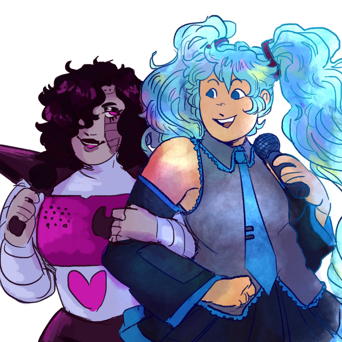 cryptidflavored's tweet photo. small doodle of mettaton and his cousin #undertale #Hatsunemiku https://t.co/au708V8vGj