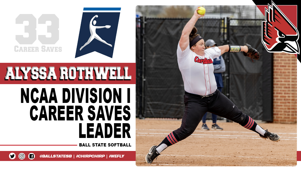 BallStateSB's tweet photo. ...and then there was one‼️

Ladies &amp; Gentlemen, introducing your @NCAAsoftball  Division I CAREER SAVES LEADER  … #TheCloser @arothwell23 

She SLAMS THE 🚪 for the 33rd time in her career in today’s win over Buffalo

Way to go ALYSSA❗️

#ChirpChirp | #WeFly | #NCAASoftball https://t.co/FGiFLLpIZ4