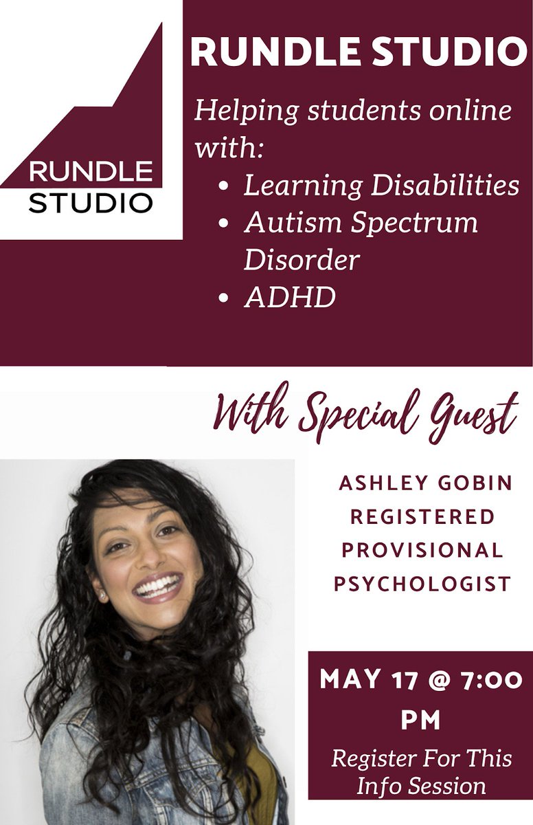 Join us on Monday, May 17 at 7pm as we discuss how Rundle Studio will help students with #learningdisabilities, #autismspectrumdisorder, and/or #ADHD learn virtually. Sign up for this FREE event: rundle.schooladmin.ca/portal/public_…
 #autismawareness #learningdisabilities #ADHD