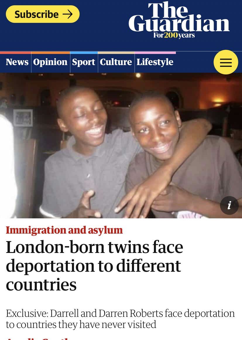 HarleyShah's tweet photo. Priti Patel wants to deport London-born twin brothers to different countries they have never visited, surely by her own rules then the fact she’s broken ministerial codes and other laws puts her under the same scrutiny? It’s not controversial to point this out. https://t.co/bvbr7AQ2mx