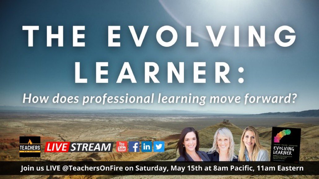 Join us for a conversation about the EVOLVING LEARNER: How can we move professional learning forward? 🎯 with <a href="/TeachersOnFire/">🔥Teachers On Fire</a>, <a href="/LainieRowell/">Lainie Rowell</a>, &amp; <a href="/LaurenMStein/">Lauren Steinmann EdD</a> 

GO TIME is Saturday, May 15th at 8am Pacific, 11am Eastern. 🔥

Join us LIVE on YouTube ➡️ youtube.com/watch?v=Uzokgk…