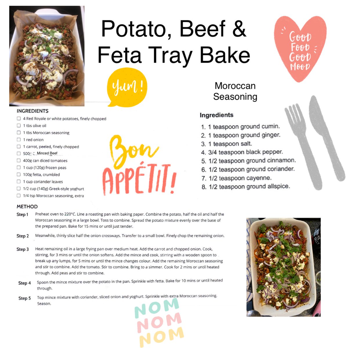 gemmih83's tweet photo. Thank you so much @AnneMarieRush and @swift_beats1 for having me on your broadcast today on #Happs it was super fun. For anyone who wanted the recipe, here it is! Both the tray bake and the Moroccan seasoning. It was delish ๐ #food #madelive #golive #happstv #cookingwithfriends https://t.co/YMxzSRZdyk