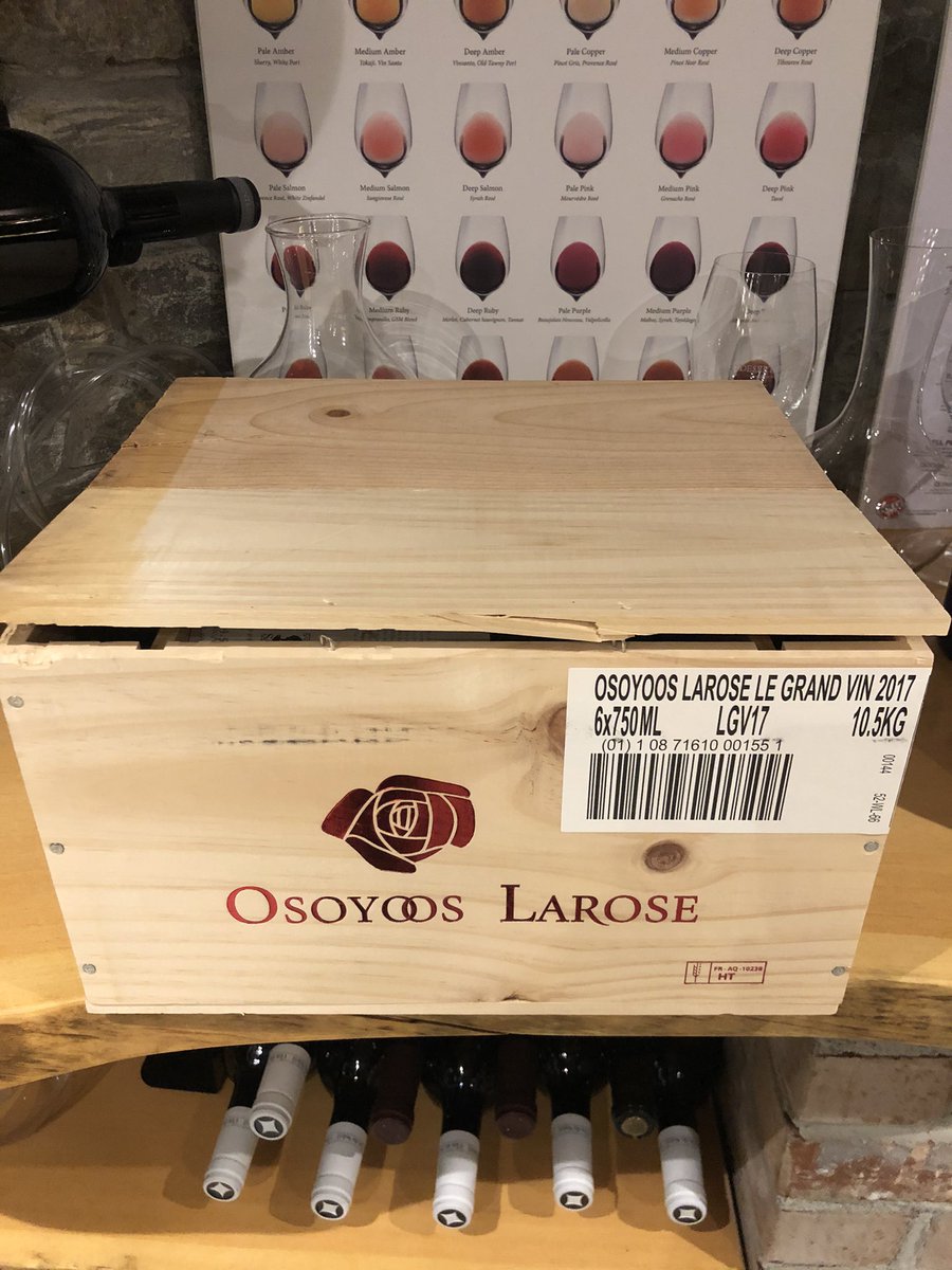 stock_guy1's tweet photo. Always a good day when @OsoyoosLarose Le Grand Vin shows up in my cellar. 2017.  Based on my test bottle last weekend, they’ll go to sleep until 2027.  See you later. https://t.co/6TTljA2t71