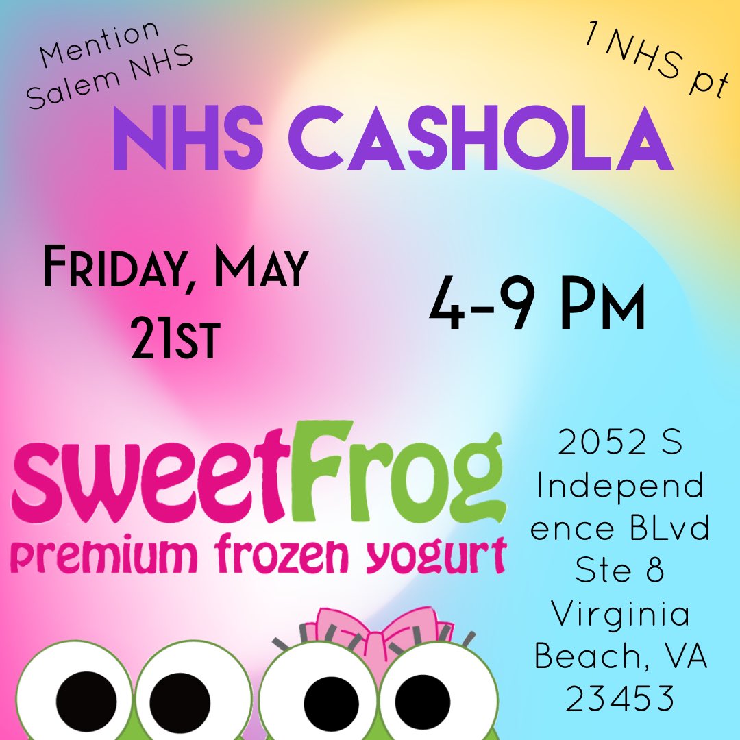 salem_nhs's tweet photo. Come support Salem NHS at Sweet Frog next Friday! https://t.co/dzIaIHENUM