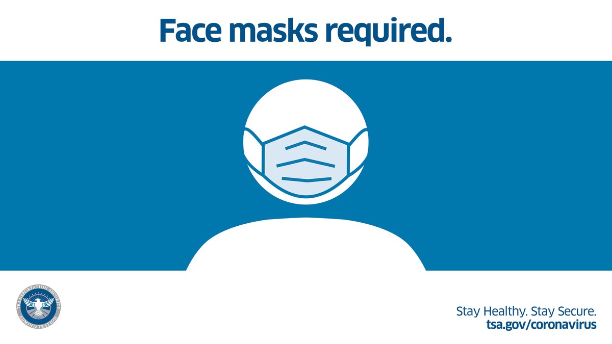 TSA on Twitter: "Travelers are still required to wear face masks at  airports, train stations, and while traveling. Read more on our joint  statement at https://t.co/dah2QukseS https://t.co/XkQfGSsgme" / Twitter