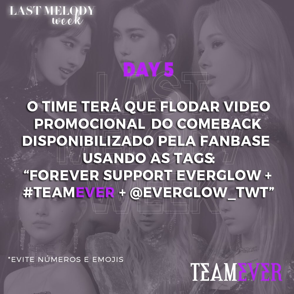 everglowside's tweet photo. 🎶 LAST MELODY WEEK 🎶

Estamos cada vez mais próximos do comeback, será que vocês estão preparados para mais uma missão? 

Leia o banner para mais informações. 

PERÍODO: 19h00 à 19h59 

*Vídeo disponível abaixo 

READY FOR LAST MELODY #TEAMEVER @.EVERGLOW_twt https://t.co/SJftmrZaF6