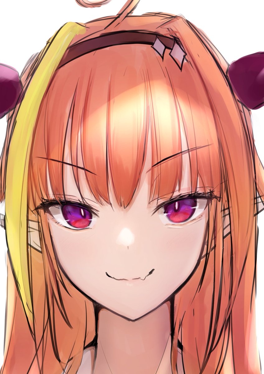 kiryu coco 1girl solo horns ahoge orange hair pointy ears looking at viewer  illustration images