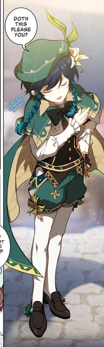 Also Venti was dressed a bit differently during Vennessa's time (the cape, the bows on the sides)In the pic with the old lyre Venti wears other  the same he's wearing when talking with Aether. So he's shown not during Venessa's time but during the episode with Aether 