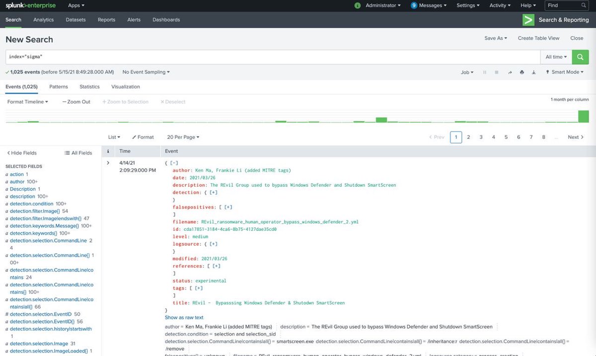 espionageware's tweet image. We have ported 1000+ #Sigma Rules into Splunk as repo and the next stage is to apply selected the ones to the #DetectionLab for further testing and convert back all identified signature into #Sigma Rules