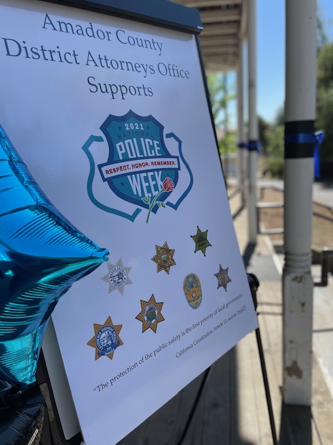 AmadorCountyDA's tweet photo. As we wrap up National Police Week here at the District Attorney's Office. We continue to keep families of Stockton Police Officer Jimmy Inn and San Luis Obispo Police Department Det. Luca Benedetti in our thoughts and prayers. https://t.co/ts93OypAxp