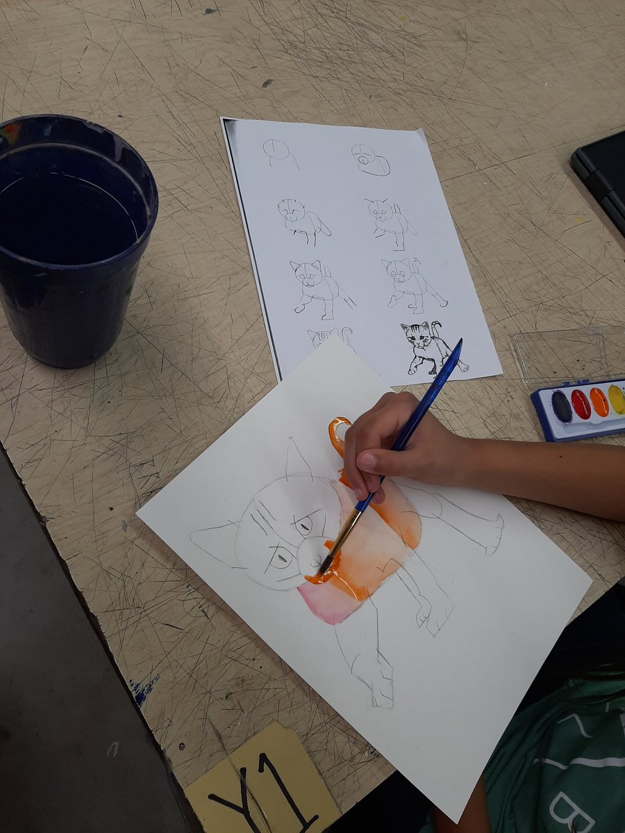 resykalski's tweet photo. 5th grade is combining their study of proportions and guidelines with their watercolor techniques! @clintonwischool https://t.co/3X1fSrqUVJ