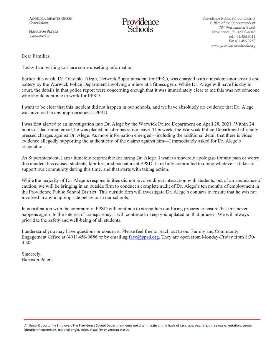 A message to PPSD families from Superintendent Harrison Peters.
 ow.ly/g6Jj50ENeUG