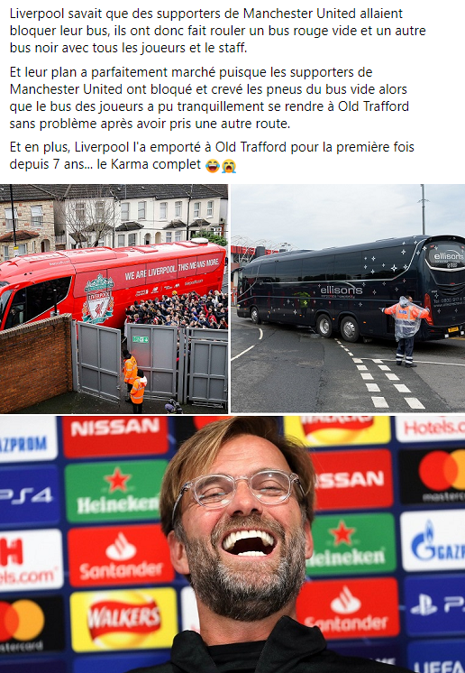 LMDFoot_'s tweet photo. Voici comment Liverpool a piégé les supporters de Manchester United jeudi avant le match en utilisant un faux bus ! 😂🚌👇 https://t.co/ivVYlLRhoW