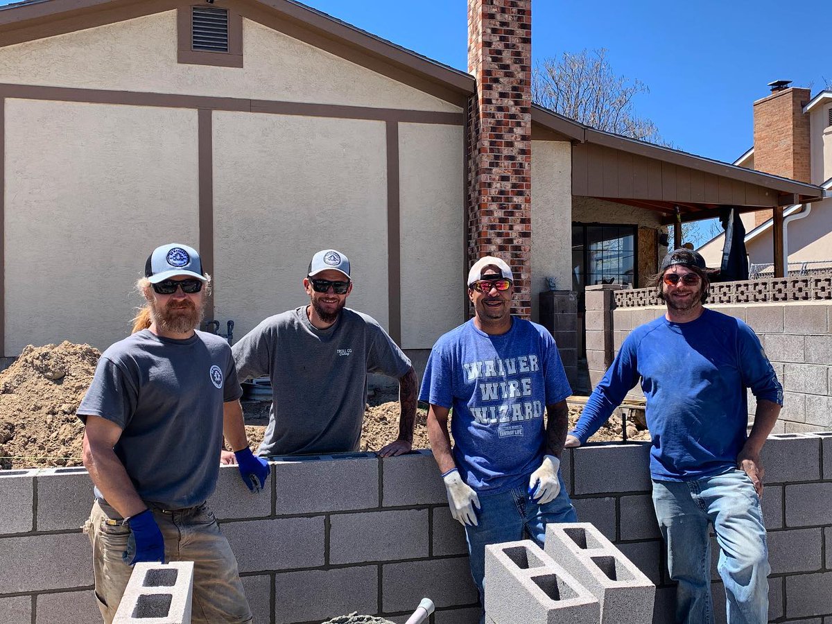 bacmwlocal7's tweet image. DS masonry in Pueblo. From the left, Shane Jarrett, Brock Stout, Dave Hill, and Sean Compton. Keep up the hard work! 💪