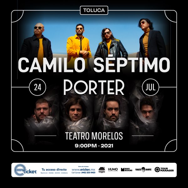 PorterOficial's tweet photo. ¡Toluca! Nos volveremos a ver después de este encierro apocalíptico este próximo 24 de julio en el Teatro Morelos acompañados de nuestros queridos amigos @CamiloVIImx 
¡Nos vemos pronto! ✨🙌🏻 boletos ya disponibles en: https://t.co/XQztqsgxMF https://t.co/0HsuRBTta8
