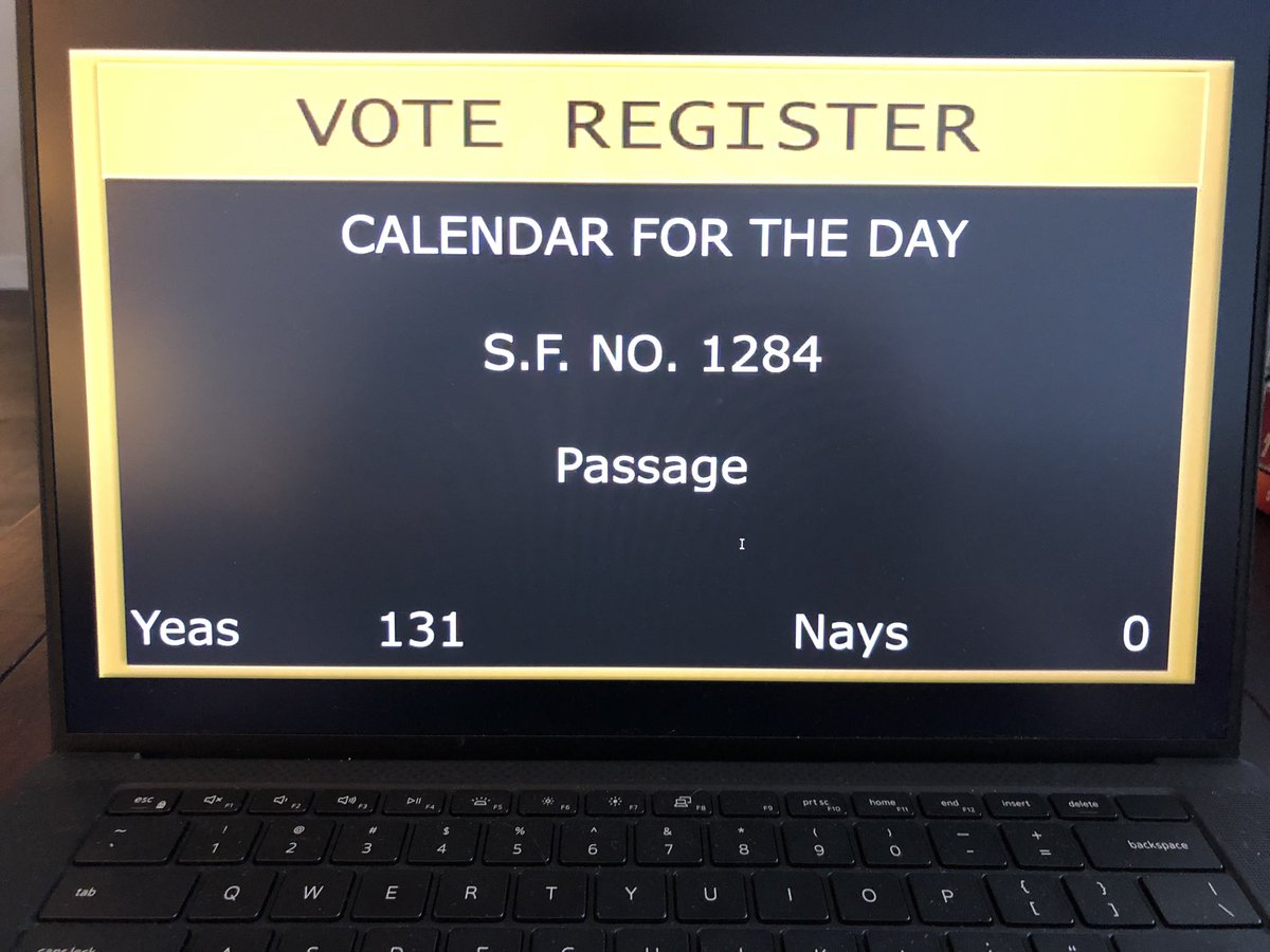 Just like that, SF 1284 passes the House unanimously! Huge thanks to @jdavnie, @ElkinsForHouse & @jordanforhouse for carrying the bill & building support for it in your respective caucuses. @mncreditunions greatly appreciate your work here that will help underbanked folks in MN.