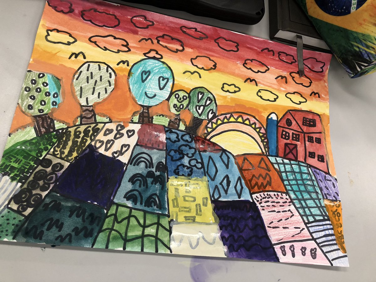 RockwellArtRoom's tweet photo. Folk Art Landscapes with third grade @SalernoBethel https://t.co/DGyWBHROpW