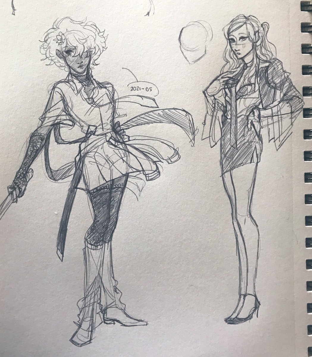 Taking a very small break from comms and played No more heroes with my bestie , 5 min doodles in pen of some faves 