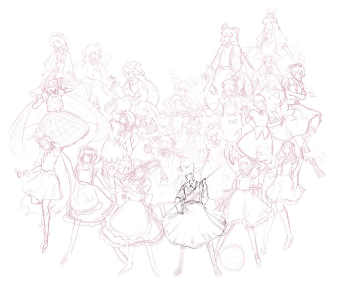 #東方Project #東方 #イラスト好きな人と繋がりたい #絵描きさんと繋がりたい
あと100人近く描かんといけないのか…
そしてこれはまだラフっていう