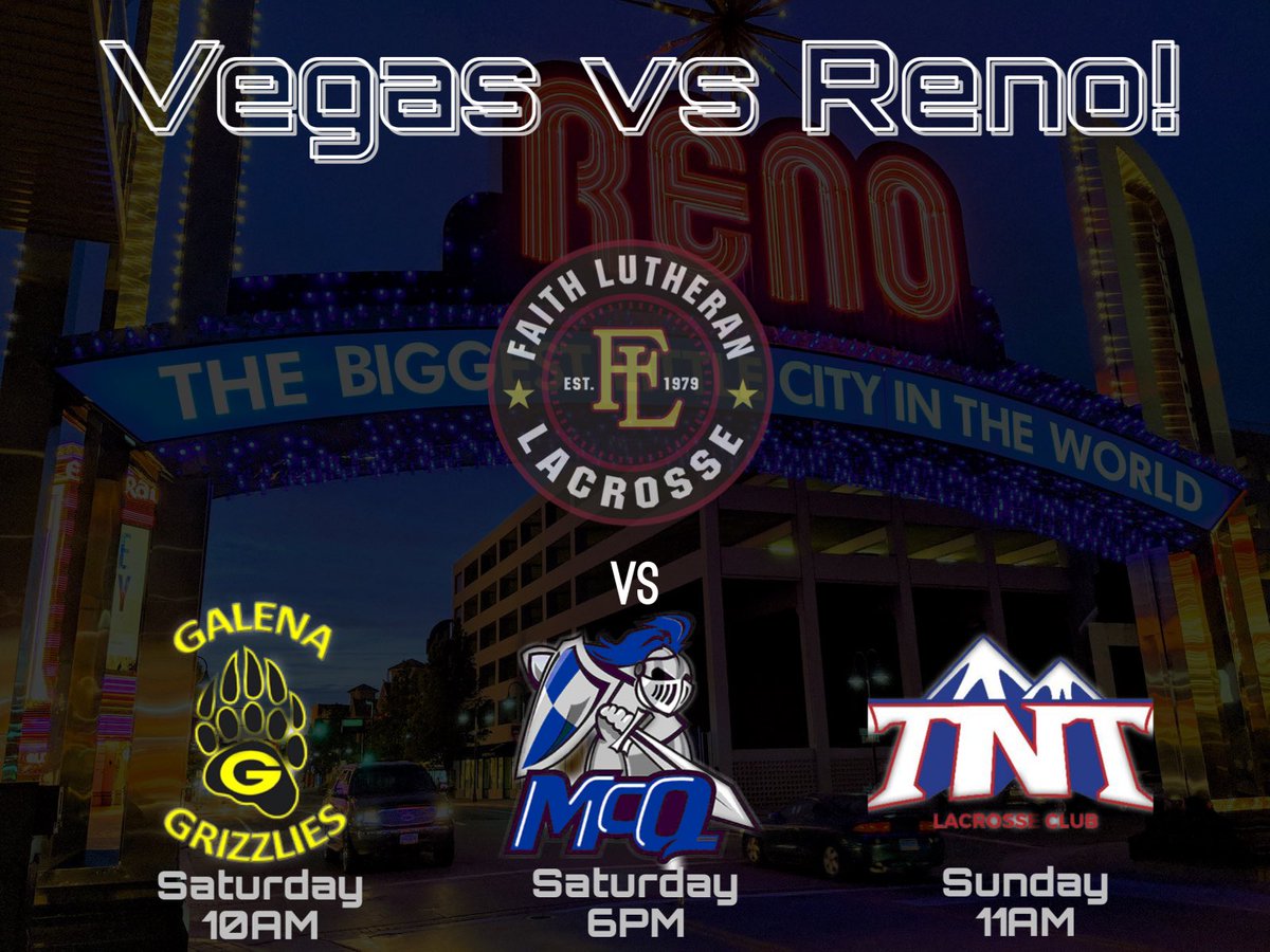 After an undefeated Las Vegas game schedule the Crusaders are headed to Reno to take on <a href="/highsierralax/">High Sierra Lacrosse</a> top 3 teams! 
Saturday - Galena HS at 10AM
Saturday - McQueen HS at 6PM
Sunday - TNT at 11AM
#bethebest #Vegaslacrosse #Renolacrosse #Nevadalacrosse #Allin #Faithlax